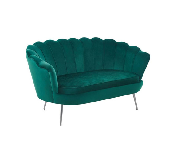 Sofa VIDAL w zielonym welurze na srebrnych nóżkach