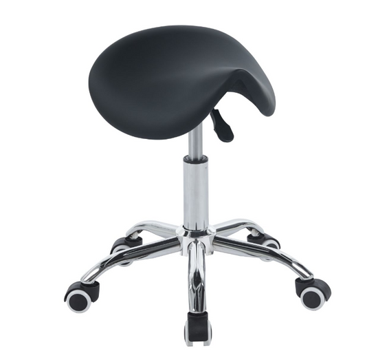 Taboret obrotowy siodło RIDER czarny na kółkach