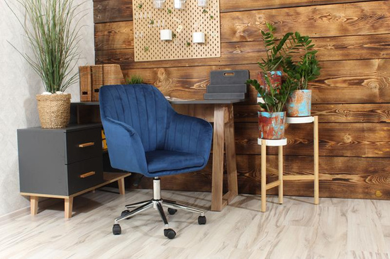 Fotel kubełkowy do biurka FABIO granatowy/chrom