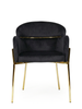 Krzesło z podłokietnikami glamour ze złotym łącznikiem LUNGO VELVET czarne na złotym stelażu