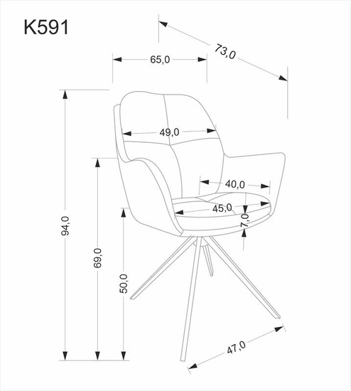 Krzesło z funkcją obracania K591 jasny szary