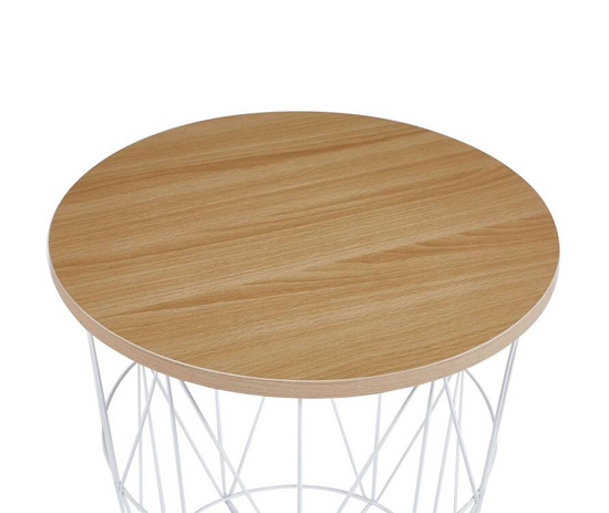 Designerski stolik druciany BAREL  biały/ dąb naturalny