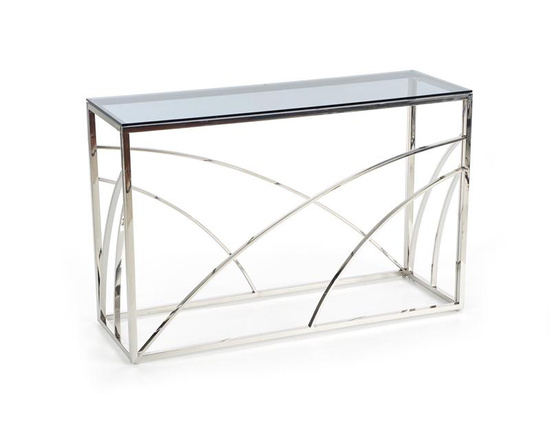 Stylowa konsolka KN5 ze szkłem dymionym i srebrnym stelażem