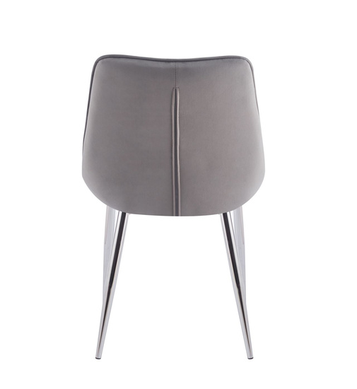 Welurowe Krzesło do jadalni IVO szare ze srebrnymi nogami