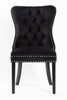 Krzesło na sprężynach pikowane z kołatką i ćwiekami HUGO czarne