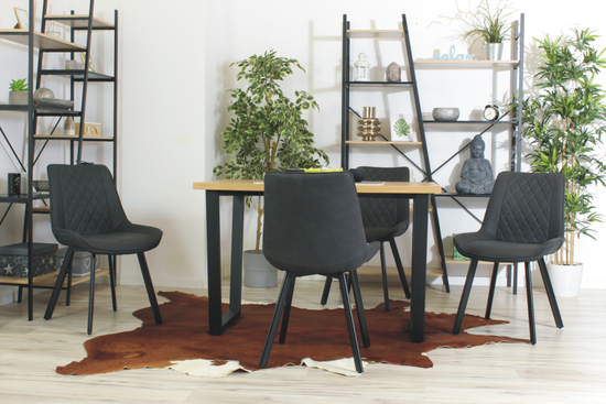 Tapicerowane krzesło do jadalni DORA | czarna ekoskóra