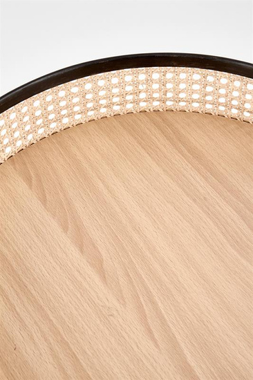 Ława LANIPA z rattanu naturalnego na czarnej metalowej podstawie