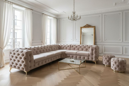 Nowoczesny tapicerowany narożnik MOMOA bez funkcji spania 262x262