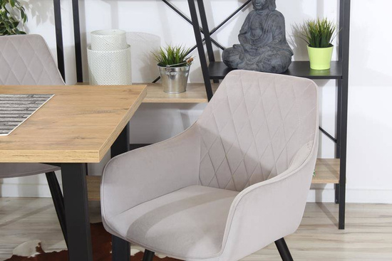 Tapicerowane krzesło z podłokietnikami CARBO | szary welur, czarne nogi