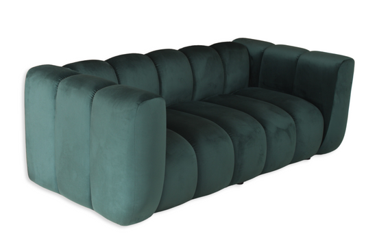 Sofa dwuosobowa na poczekalnię nowoczesna SOMA 2 tapicerowana welurem butelkowa zieleń welur