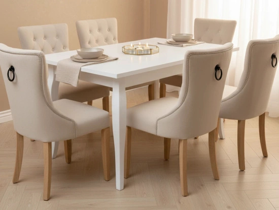 Pikowane krzesło tapicerowane GOLDI proste nogi