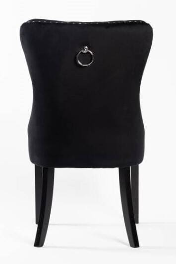 Krzesło na sprężynach pikowane z kołatką i ćwiekami HUGO czarne