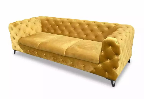 Pikowana sofa 3 osobowa MOMOA w stylu glamour