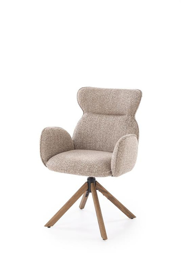 Krzesło z funkcją obracania K585 w kolorze ciemnego beżu i jasnego orzecha