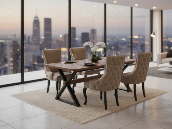 Stół rozkładany BARON z orzechowym blatem i czarnymi nogami