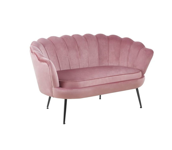 Sofa VIDAL w różowym welurze na czarnych nóżkach