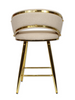 Krzesło barowe plecione półhoker TESSA BOUCLE jasnobeżowy na złotym stelażu