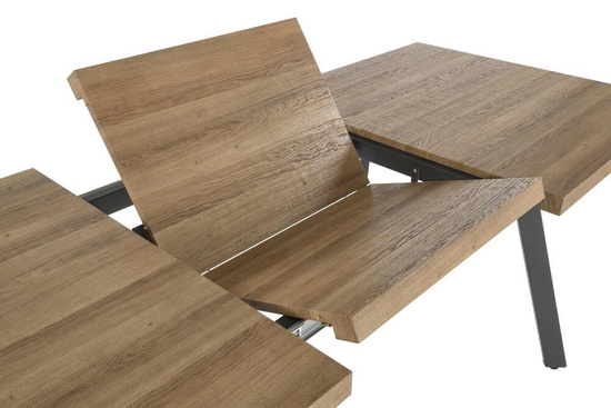 Stół rozkładany BERLIN (160/220 cm) z orzechowym blatem i czarnym stelażem
