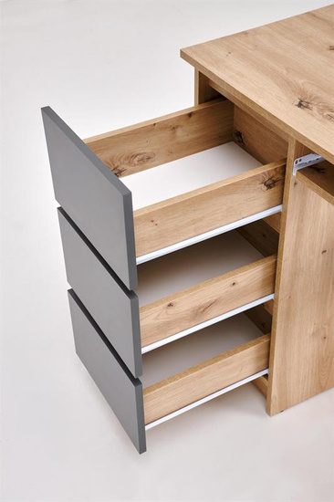 Biurko CINO w połączeniu dębu artisan i grafitu z szufladami