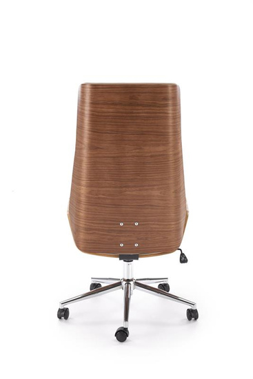 Fotel gabinetowy WEBSTER w odcieniu orzechowego drewna i beżowej ekoskóry