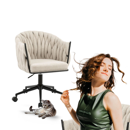 Designerski fotel obrotowy ROSA beżowy