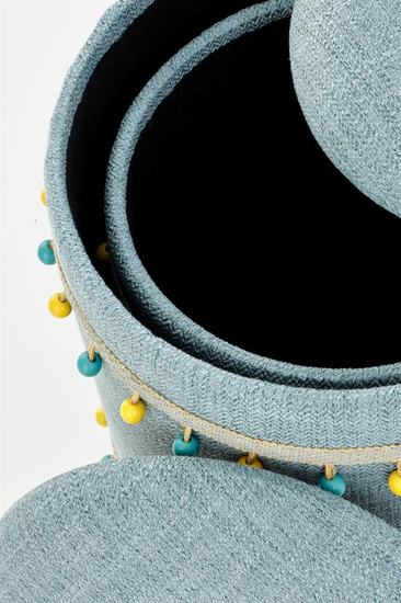 Zestaw 2 puf GRADO w kolorze jasnoniebieskim