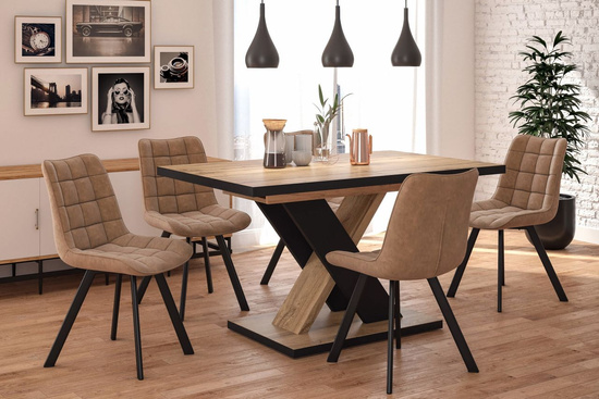 Stół rozkładany prostokątny GOCARDI dąb wotan / czarny