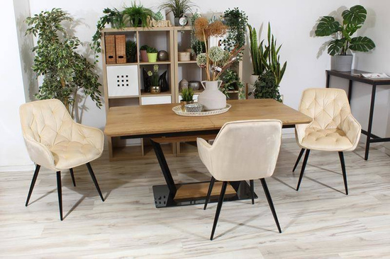 Krzesło fotelowe z podłokietnikami AURORA | beżowy welur, styl loft
