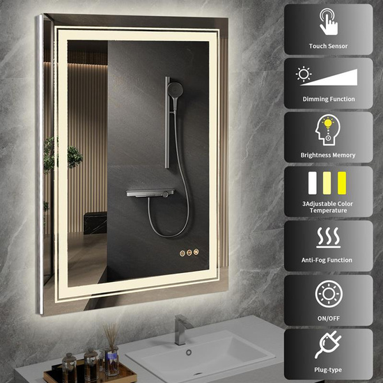 Lustro łazienkowe VERO 60x80 cm z podświetleniem LED