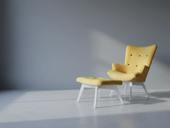 Nowoczesny tapicerowany fotel Uszak GIZMO z podnóżkiem na drewnianych nogach