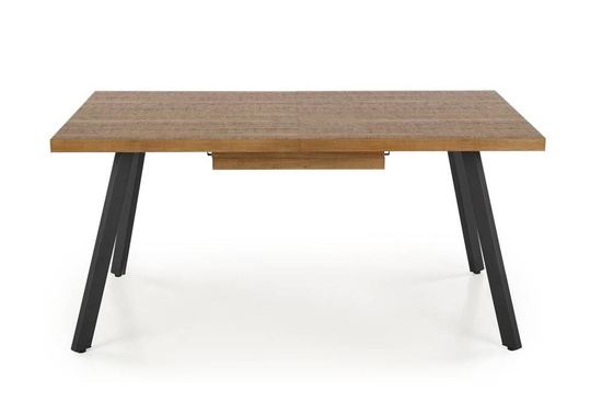 Stół rozkładany BERLIN (160/220 cm) z orzechowym blatem i czarnym stelażem