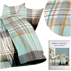 Pościel w kratkę 160 x 200 3cz Satyna Bawełniana nr A1703