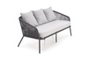 Nowoczesny zestaw ogrodowy ROCCA w kolorze ciemny popiel / jasny popiel – sofa, dwa fotele i ława