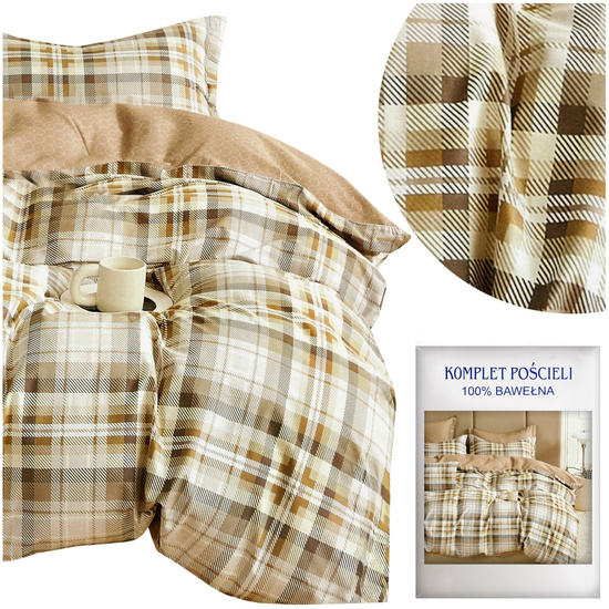 Pościel w kratkkę 160 x 200 3cz Satyna Bawełniana nr A1760