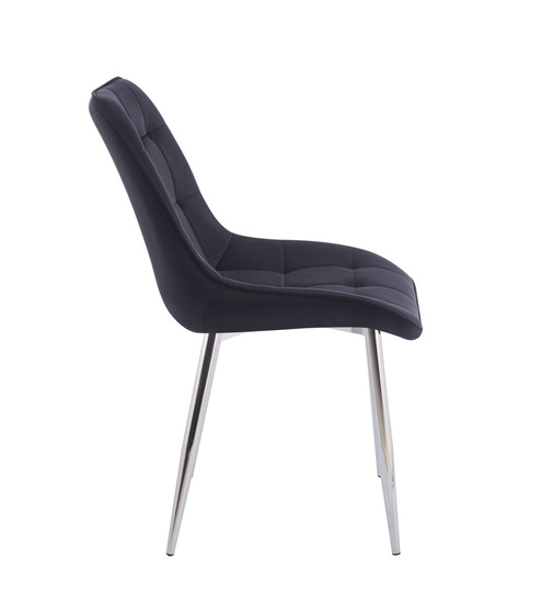 Welurowe Krzesło do jadalni IVO czarne ze srebrnymi nogami