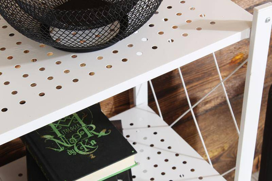 Metalowy regał składany z trzema półkami BRUNO 3P biały