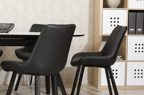 Tapicerowane krzesło do jadalni DORA | czarna ekoskóra