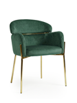 Krzesło z podłokietnikami glamour ze złotym łącznikiem LUNGO VELVET zielone na złotym stelażu