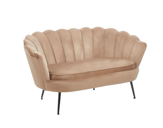 Sofa VIDAL w ciemnym beżowym welurze na czarnych nóżkach