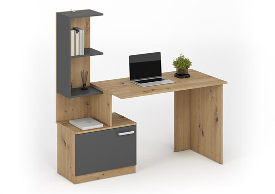 Biurko MISO w kolorze grafitowym z akcentami dębu artisan