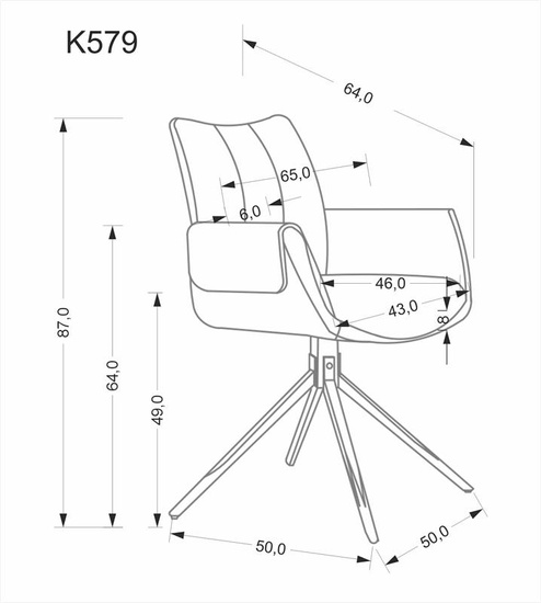 Krzesło z funkcją obrotu K579 w brązowym kolorze