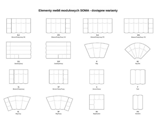 Sofa modułowa SOMA D tapicerowana SL(4)+SP(4)