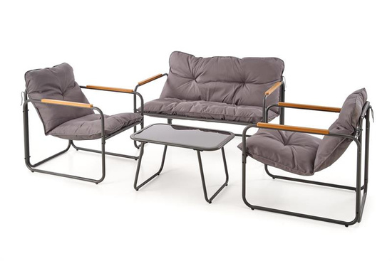 Nowoczesny zestaw ogrodowy HUDSON w kolorze popielaty/brązowy