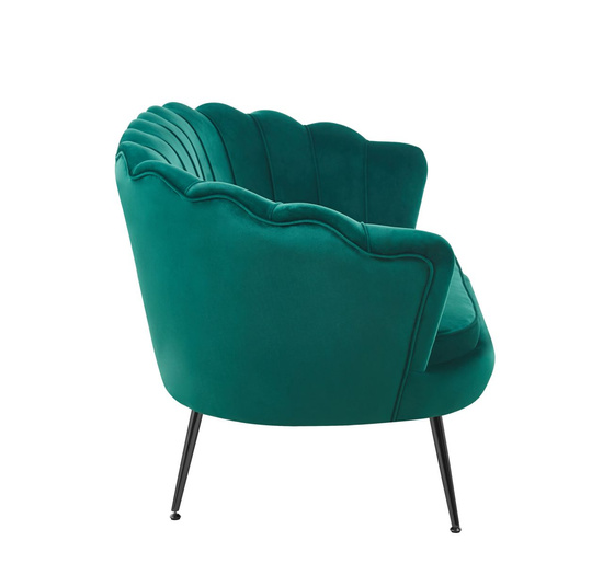 Sofa VIDAL w zielonym welurze na czarnych nóżkach