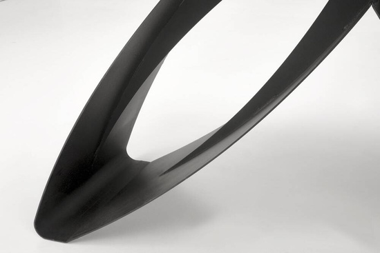 Zestaw modernistyczny stół rozkładany HILARIO z 4 krzesłami obrotowymi czarny blat ze spieku i czarne nogi