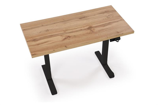 Biurko z podnoszonym blatem B54 w kolorze dąb artisan na czarnym stelażu 120 cm