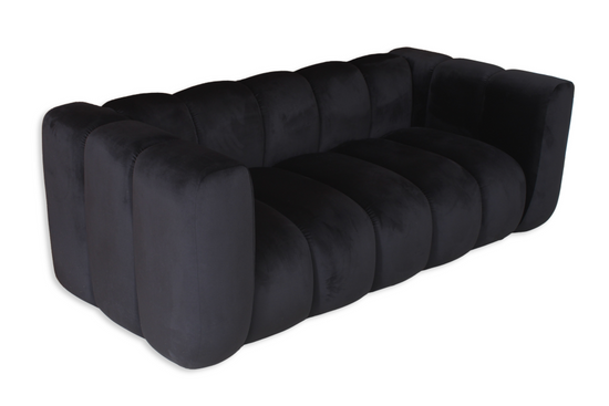 Sofa dwuosobowa do recepcji nowoczesna SOMA 2 tapicerowana czarnym welurem