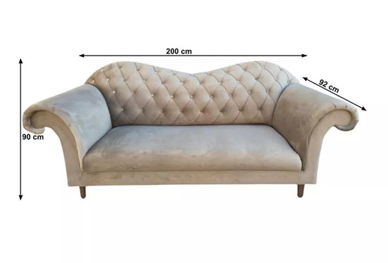 Elegancka tapicerowana sofa BECKY z pikowanym oparciem
