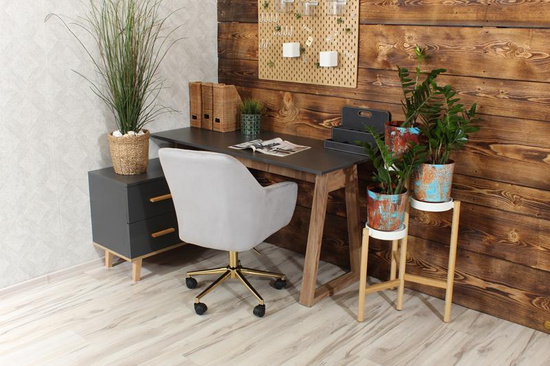 Fotel kubełkowy do biurka FABIO szary/złoty