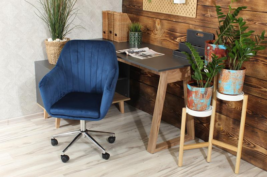 Fotel kubełkowy do biurka FABIO granatowy/chrom